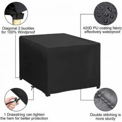 DECKON Housse De Protection Our Brasero Couverture De Gril Housse Bâche De Protection BBQ Couverture De Foyer Housse Pour Foyer D'extérieur Avec Cordon De Serrage V7084B (122 X 50cm) -Chauffage d'extérieur Soldes 53921474 3