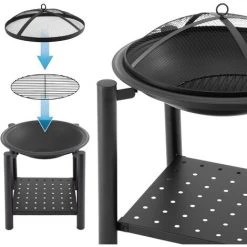 ECD GERMANY Brasero De Jardin Bol à Feu Ø55cm Avec Pare-étincelles Grille à Charbon Crochet 9 ECD GERMANY Brasero De Jardin Bol à Feu Ø55cm Avec Pare-étincelles Grille à Charbon Crochet -Chauffage d'extérieur Soldes 53962651 3