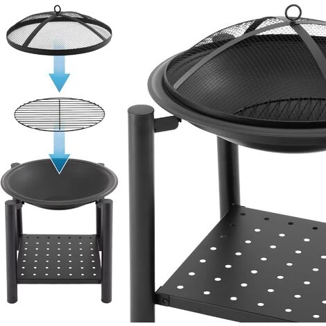 ECD GERMANY Brasero De Jardin Bol à Feu Ø55cm Avec Pare-étincelles Grille à Charbon Crochet 5 ECD GERMANY Brasero De Jardin Bol à Feu Ø55cm Avec Pare-étincelles Grille à Charbon Crochet – Image 3