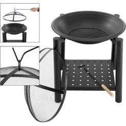 ECD GERMANY Brasero De Jardin Bol à Feu Ø55cm Avec Pare-étincelles Grille à Charbon Crochet 10 ECD GERMANY Brasero De Jardin Bol à Feu Ø55cm Avec Pare-étincelles Grille à Charbon Crochet -Chauffage d'extérieur Soldes 53962651 4