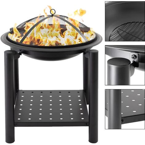 ECD GERMANY Brasero De Jardin Bol à Feu Ø55cm Avec Pare-étincelles Grille à Charbon Crochet 7 ECD GERMANY Brasero De Jardin Bol à Feu Ø55cm Avec Pare-étincelles Grille à Charbon Crochet – Image 5