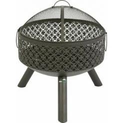 Brasero Extérieur Avec Gril Ø52cm - Brasero Et Barbecue Extérieur Durable - Brasero Avec Pare - Étincelles Inclus - Noir - MaxxGarden