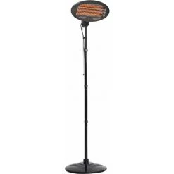 MAXXGARDEN Parasol Chauffant Électrique 2000W - Chauffage De Terrasse 3 Niveaux De Chaleur - Montage Mural - Hauteur Et Tête De Chauffe Réglables - Noir - MaxxGa