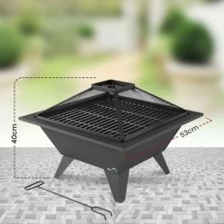 Brasero Extérieur 50 X 50cm - Avec Protection Contre Les Étincelles - Pour Balcon Et Terrasse - Noir - MaxxGarden 9 Brasero Extérieur 50 X 50cm - Avec Protection Contre Les Étincelles - Pour Balcon Et Terrasse - Noir - MaxxGarden -Chauffage d'extérieur Soldes 54009665 3