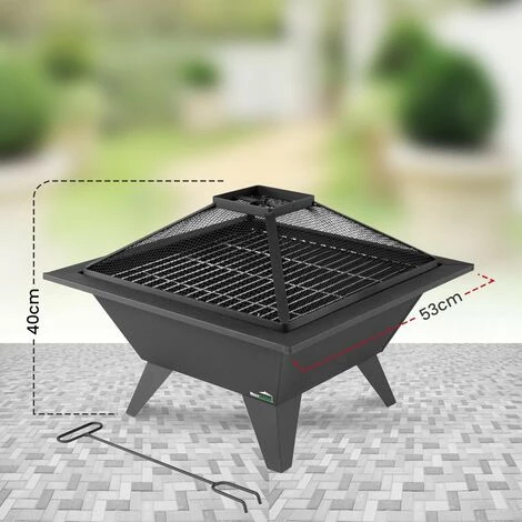 Brasero Extérieur 50 X 50cm - Avec Protection Contre Les Étincelles - Pour Balcon Et Terrasse - Noir - MaxxGarden 5 Brasero Extérieur 50 X 50cm - Avec Protection Contre Les Étincelles - Pour Balcon Et Terrasse - Noir - MaxxGarden – Image 3