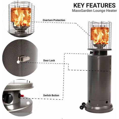 Parasol Chauffant - Max 11.000 W 60 X 59 X 140 Cm - Couverture Inclus - Anthracite - MaxxGarden - Antraciet 6 Parasol Chauffant - Max 11.000 W 60 X 59 X 140 Cm - Couverture Inclus - Anthracite - MaxxGarden - Antraciet – Image 4