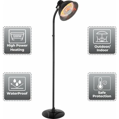 Parasol Chauffant - Chauffage De Patio Eclipse - 2.000 W - 41,5 X 230 Cm - Aluminium - Noir - MaxxGarden 6 Parasol Chauffant - Chauffage De Patio Eclipse - 2.000 W - 41,5 X 230 Cm - Aluminium - Noir - MaxxGarden – Image 4