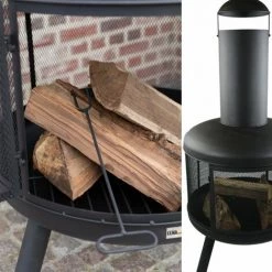 Cheminée DExtérieur - Pompei Cheminée - Avec Tisonnier - 60 X 130 Cm - Acier - Noir - MaxxGarden -Chauffage d'extérieur Soldes 54009787 2