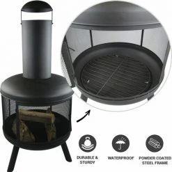 Cheminée DExtérieur - Pompei Cheminée - Avec Tisonnier - 60 X 130 Cm - Acier - Noir - MaxxGarden -Chauffage d'extérieur Soldes 54009787 4