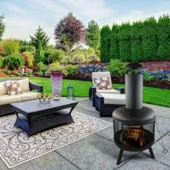 Cheminée DExtérieur - Pompei Cheminée - Avec Tisonnier - 60 X 130 Cm - Acier - Noir - MaxxGarden -Chauffage d'extérieur Soldes 54009787 5