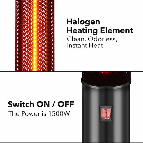 Chauffage De Terrasse 1500 W - Radiateur Sur Pied - Télécommande - Noir - MaxxGarden 6 Chauffage De Terrasse 1500 W - Radiateur Sur Pied - Télécommande - Noir - MaxxGarden – Image 4