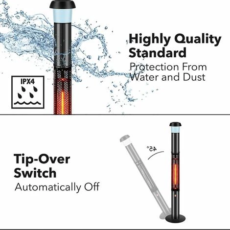 Chauffage De Terrasse 1500 W - Radiateur Sur Pied - Télécommande - Noir - MaxxGarden 7 Chauffage De Terrasse 1500 W - Radiateur Sur Pied - Télécommande - Noir - MaxxGarden – Image 5