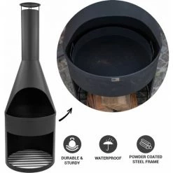 Cheminée D’Extérieur Apollo 45x45x135cm - Poêle De Jardin - Noir - MaxxGarden -Chauffage d'extérieur Soldes 54009797 3