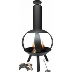 Cheminée DExtérieur - Hera Cheminée - Avec Tisonnier - 58 X 135 Cm - Brasero - Noir - MaxxGarden