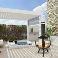 Cheminée DExtérieur - Hera Cheminée - Avec Tisonnier - 58 X 135 Cm - Brasero - Noir - MaxxGarden -Chauffage d'extérieur Soldes 54009803 5