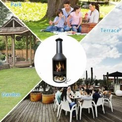 Cheminée DExtérieur - Fenix Cheminée - Cendrier Amovible - 45 X 134 Cm - Brasero - Noir - MaxxGarden -Chauffage d'extérieur Soldes 54009806 3