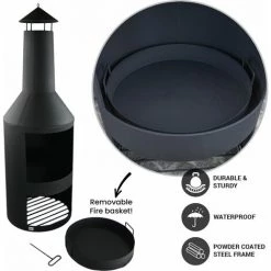 Cheminée DExtérieur - Fenix Cheminée - Cendrier Amovible - 45 X 134 Cm - Brasero - Noir - MaxxGarden -Chauffage d'extérieur Soldes 54009806 4