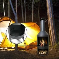 Cheminée DExtérieur - Fenix Cheminée - Cendrier Amovible - 45 X 134 Cm - Brasero - Noir - MaxxGarden -Chauffage d'extérieur Soldes 54009806 5