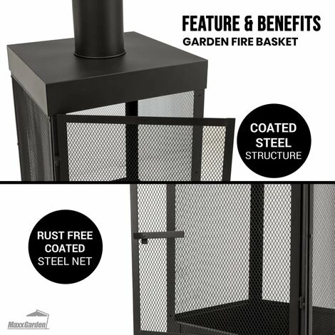 Cheminée DExtérieur - Napoli Cheminée - Avec Tisonnier - 40 X 195 Cm - Acier - Noir - MaxxGarden 5 Cheminée DExtérieur - Napoli Cheminée - Avec Tisonnier - 40 X 195 Cm - Acier - Noir - MaxxGarden – Image 3