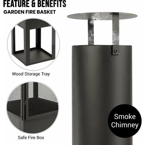Cheminée DExtérieur - Napoli Cheminée - Avec Tisonnier - 40 X 195 Cm - Acier - Noir - MaxxGarden 6 Cheminée DExtérieur - Napoli Cheminée - Avec Tisonnier - 40 X 195 Cm - Acier - Noir - MaxxGarden – Image 4