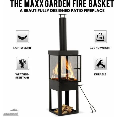 Cheminée DExtérieur - Napoli Cheminée - Avec Tisonnier - 40 X 195 Cm - Acier - Noir - MaxxGarden 7 Cheminée DExtérieur - Napoli Cheminée - Avec Tisonnier - 40 X 195 Cm - Acier - Noir - MaxxGarden – Image 5