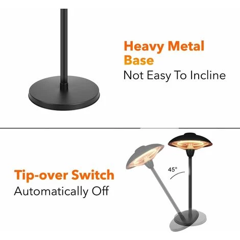 Parasol Chauffant - Chauffage De Table - 1500 W - 78 Cm - Noir - MaxxGarden 7 Parasol Chauffant - Chauffage De Table - 1500 W - 78 Cm - Noir - MaxxGarden – Image 5