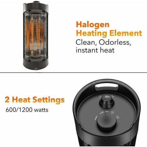 Chauffage DExtérieur - Radiateur Infrarouge Extérieur 1200W - Modèle De Table Pivotant Oscillant - Noir - MaxxGarden 7 Chauffage DExtérieur - Radiateur Infrarouge Extérieur 1200W - Modèle De Table Pivotant Oscillant - Noir - MaxxGarden – Image 5