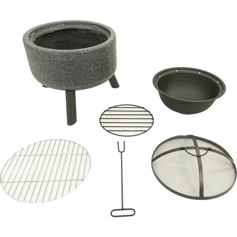 Brasero Extérieur Avec Grill - Brasero Et Barbecue - Avec Pare-étincelles - Ø45cm - Gris - MaxxGarden 4 Brasero Extérieur Avec Grill - Brasero Et Barbecue - Avec Pare-étincelles - Ø45cm - Gris - MaxxGarden – Image 2