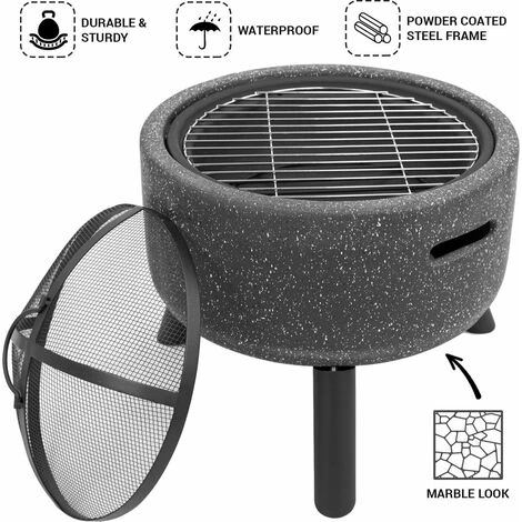 Brasero Extérieur Avec Grill - Brasero Et Barbecue - Avec Pare-étincelles - Ø45cm - Gris - MaxxGarden 6 Brasero Extérieur Avec Grill - Brasero Et Barbecue - Avec Pare-étincelles - Ø45cm - Gris - MaxxGarden – Image 4