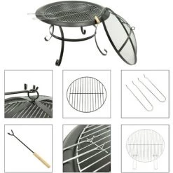 Brasero - M - Acier - 76 Cm - Noir - MaxxGarden -Chauffage d'extérieur Soldes 54009848 3