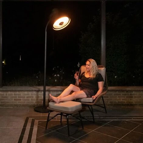 Parasol Chauffant - Design Rétro - 2000 W 100 X 35 X 210 Cm - Noir - MaxxGarden 4 Parasol Chauffant - Design Rétro - 2000 W 100 X 35 X 210 Cm - Noir - MaxxGarden – Image 2