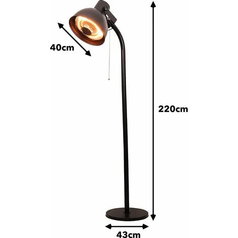 Parasol Chauffant - Design Rétro - 2000 W 100 X 35 X 210 Cm - Noir - MaxxGarden 6 Parasol Chauffant - Design Rétro - 2000 W 100 X 35 X 210 Cm - Noir - MaxxGarden – Image 4