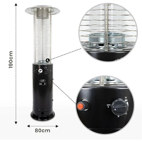 Chauffage Dextérieur Gaz 12kW - Parasol Chauffant Et Roulettes - Noir - MaxxGarden 5 Chauffage Dextérieur Gaz 12kW - Parasol Chauffant Et Roulettes - Noir - MaxxGarden – Image 3