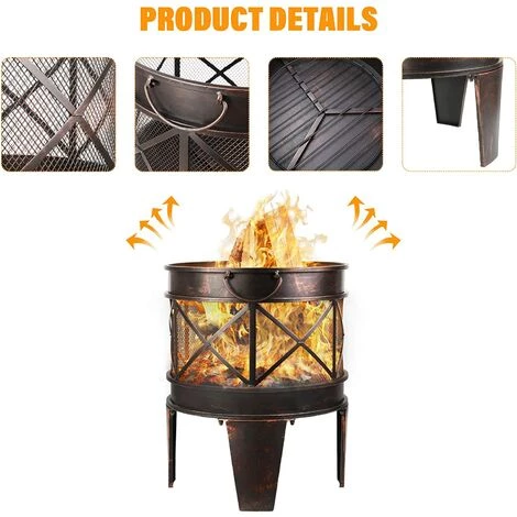AICOK BBQ-Braséro Extérieur |Foyer De Jardin 45*42*58 Cm | Bol à Feu, Cheminée 6 AICOK BBQ-Braséro Extérieur |Foyer De Jardin 45*42*58 Cm | Bol à Feu, Cheminée – Image 4