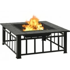 Hommoo Foyer De Jardin Avec Tisonnier 81x81x47 Cm XXL Acier 10 Hommoo Foyer De Jardin Avec Tisonnier 81x81x47 Cm XXL Acier -Chauffage d'extérieur Soldes 54057597 4