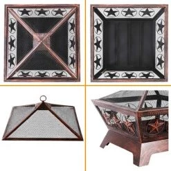 AICOK Braséro Exterieur Terrasse, Brasero Barbecue, Brasero De Jardin, Chauffage Foyer, Avec Pare-Étincelles & Fourchette à Feu, Motif Rétro étoile à Cinq Branches, Pour Une Fete Patio Cour, 62 X 62 X 54 Cm 9 AICOK Braséro Exterieur Terrasse, Brasero Barbecue, Brasero De Jardin, Chauffage Foyer, Avec Pare-Étincelles & Fourchette à Feu, Motif Rétro étoile à Cinq Branches, Pour Une Fete Patio Cour, 62 X 62 X 54 Cm -Chauffage d'extérieur Soldes 54134734 3