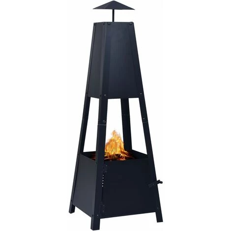 Hommoo Foyer Noir 35x35x99 Cm Acier 4 Hommoo Foyer Noir 35x35x99 Cm Acier – Image 2