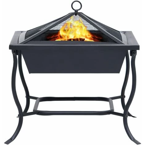 Hommoo Foyer Noir 45x45x45 Cm Acier 5 Hommoo Foyer Noir 45x45x45 Cm Acier – Image 3