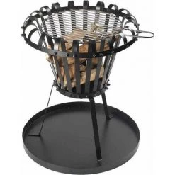 Brasero DExtérieur - Panier à Feu - Grille Du Gril Inclus - 54 X 54 55 Cm - Noir - MaxxGarden