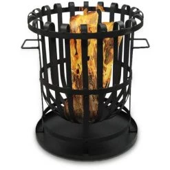 Brasero DExtérieur - Panier à Feu - Grille Du Gril Inclus - 56 X 56 X 72 Cm - Noir - MaxxGarden