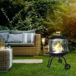 Cheminée Dextérieur - Acropole Cheminée - Mobile - 70 X 100 Cm - Brasero - Noir - MaxxGarden -Chauffage d'extérieur Soldes 54290704 2