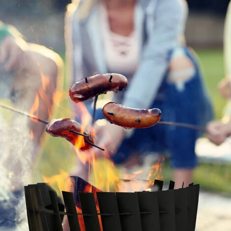 Relaxdays Braséro Rond Avec Tisonnier, En Acier, Design Moderne, H X L : 42 X 40 Cm, Pour Jardin Et Terrasse, Noir 6 Relaxdays Braséro Rond Avec Tisonnier, En Acier, Design Moderne, H X L : 42 X 40 Cm, Pour Jardin Et Terrasse, Noir – Image 4