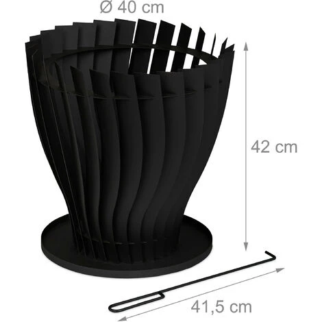 Relaxdays Braséro Rond Avec Tisonnier, En Acier, Design Moderne, H X L : 42 X 40 Cm, Pour Jardin Et Terrasse, Noir 7 Relaxdays Braséro Rond Avec Tisonnier, En Acier, Design Moderne, H X L : 42 X 40 Cm, Pour Jardin Et Terrasse, Noir – Image 5