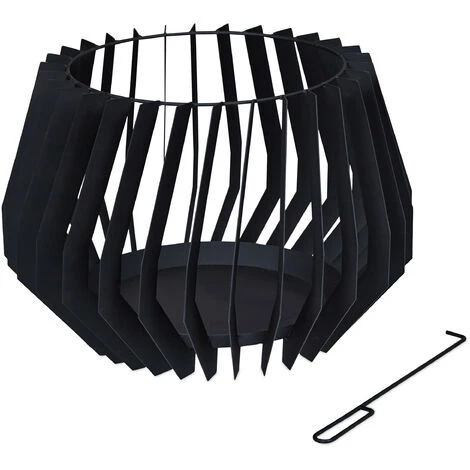 Relaxdays Braséro Rond Avec Tisonnier, En Acier, Design Moderne, H X D : Env. 40 X 60 Cm, Pour Jardin Et Terrasse, Noir 4 Relaxdays Braséro Rond Avec Tisonnier, En Acier, Design Moderne, H X D : Env. 40 X 60 Cm, Pour Jardin Et Terrasse, Noir – Image 2