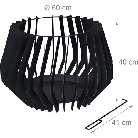 Relaxdays Braséro Rond Avec Tisonnier, En Acier, Design Moderne, H X D : Env. 40 X 60 Cm, Pour Jardin Et Terrasse, Noir 7 Relaxdays Braséro Rond Avec Tisonnier, En Acier, Design Moderne, H X D : Env. 40 X 60 Cm, Pour Jardin Et Terrasse, Noir – Image 5