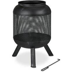 Relaxdays Braséro Au Design En Maille, Grille De Foyer, Tisonnier, HxD : 69 X 44 Cm, Acier Brossé, Noir-argenté 8 Relaxdays Braséro Au Design En Maille, Grille De Foyer, Tisonnier, HxD : 69 X 44 Cm, Acier Brossé, Noir-argenté -Chauffage d'extérieur Soldes 54495653 2