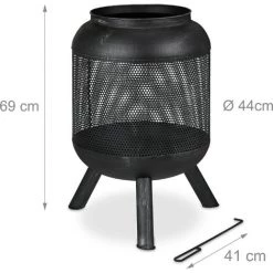 Relaxdays Braséro Au Design En Maille, Grille De Foyer, Tisonnier, HxD : 69 X 44 Cm, Acier Brossé, Noir-argenté 11 Relaxdays Braséro Au Design En Maille, Grille De Foyer, Tisonnier, HxD : 69 X 44 Cm, Acier Brossé, Noir-argenté -Chauffage d'extérieur Soldes 54495653 5
