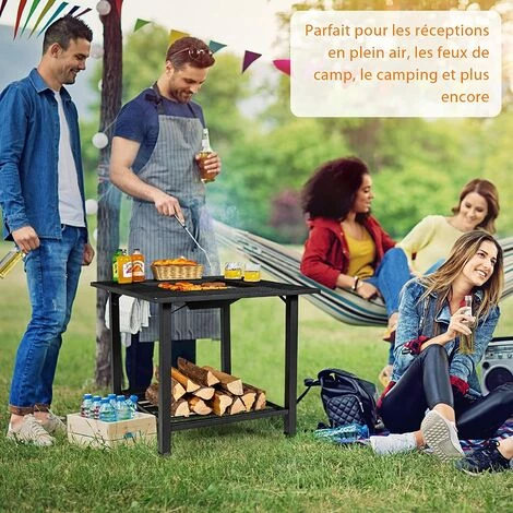 COSTWAY Brasero Exterieur Carré 4 En 1 Avec Grille De Cuisson Grille à Bûches Couvercle En Maille Et Tisonnier 79 X 79 X 78 Cm 4 COSTWAY Brasero Exterieur Carré 4 En 1 Avec Grille De Cuisson Grille à Bûches Couvercle En Maille Et Tisonnier 79 X 79 X 78 Cm – Image 2