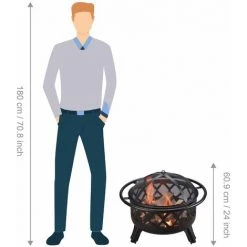 Braséro De Jardin à Bois Chauffage Extérieur Acier Foyer Rond 75cm Avec Couvercle De Protection Et Tisonnier Noir Teamson Home CU296 - Noir 9 Braséro De Jardin à Bois Chauffage Extérieur Acier Foyer Rond 75cm Avec Couvercle De Protection Et Tisonnier Noir Teamson Home CU296 - Noir -Chauffage d'extérieur Soldes 54841687 3