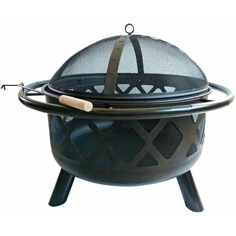 Braséro De Jardin à Bois Chauffage Extérieur Acier Foyer Rond 75cm Avec Couvercle De Protection Et Tisonnier Noir Teamson Home CU296 - Noir 6 Braséro De Jardin à Bois Chauffage Extérieur Acier Foyer Rond 75cm Avec Couvercle De Protection Et Tisonnier Noir Teamson Home CU296 - Noir – Image 4